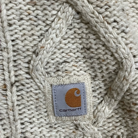 Carhartt cable knit cream sweater with patch elbows size XL - Picture 4 of 6